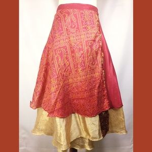 Colorful Silk wrap skirt / dress